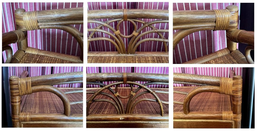 籐の箪笥 　引き出し　リモージュ陶器の取っ手　大容量　美しい箪笥です