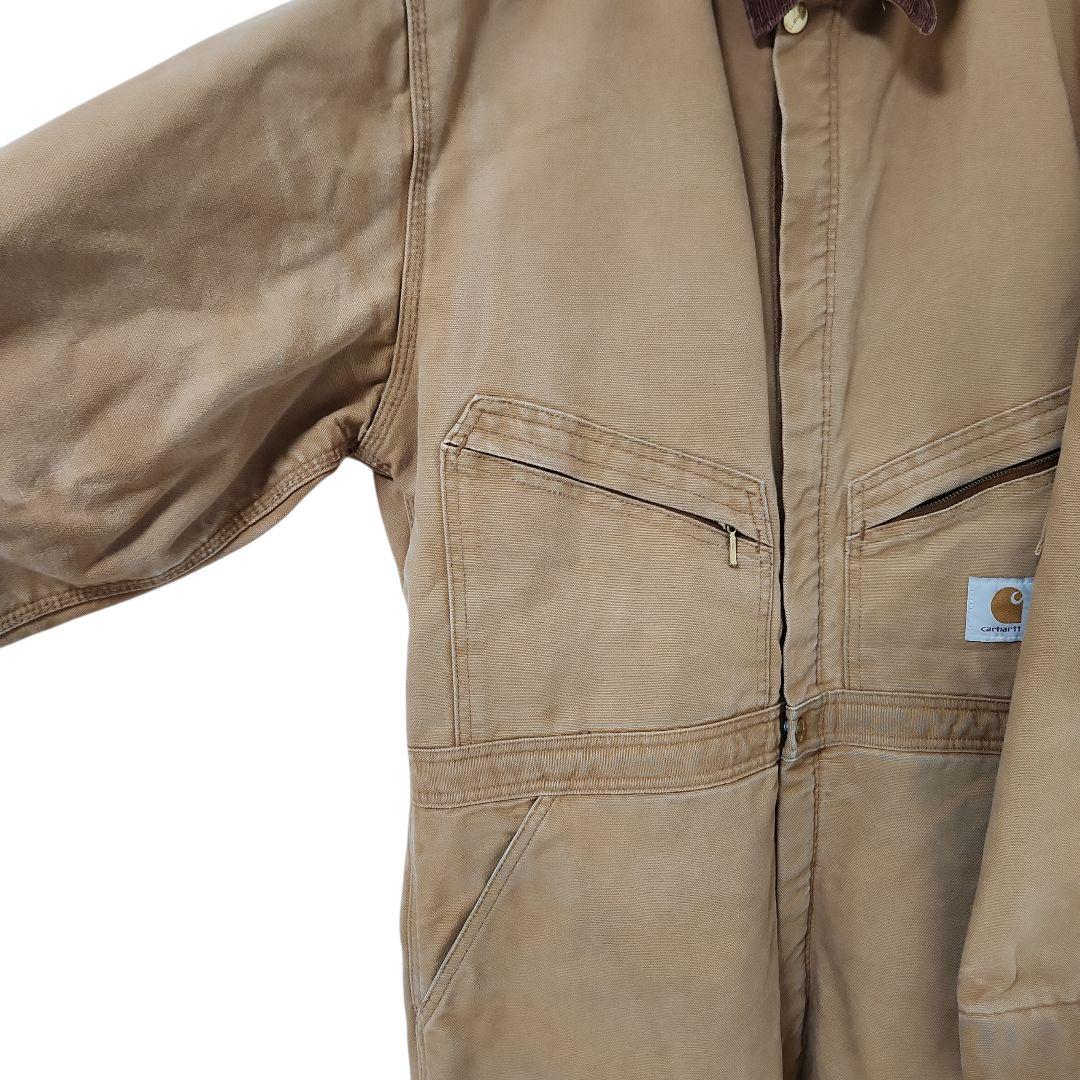 ☆nqnq☆Carhartt ダック 長袖つなぎ 中綿 ワンポイント