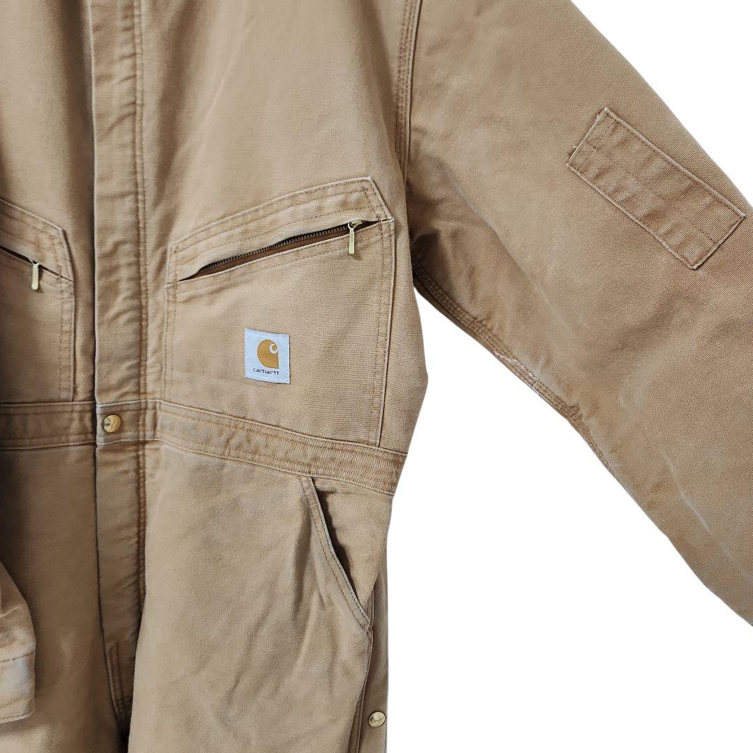 ☆nqnq☆Carhartt ダック 長袖つなぎ 中綿 ワンポイント