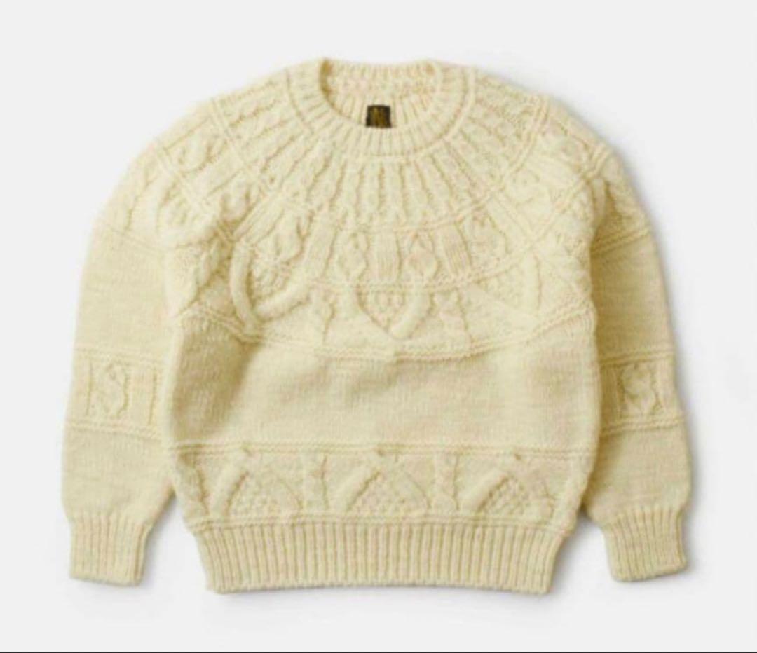 BATONER アイボリー アランニットセーター
