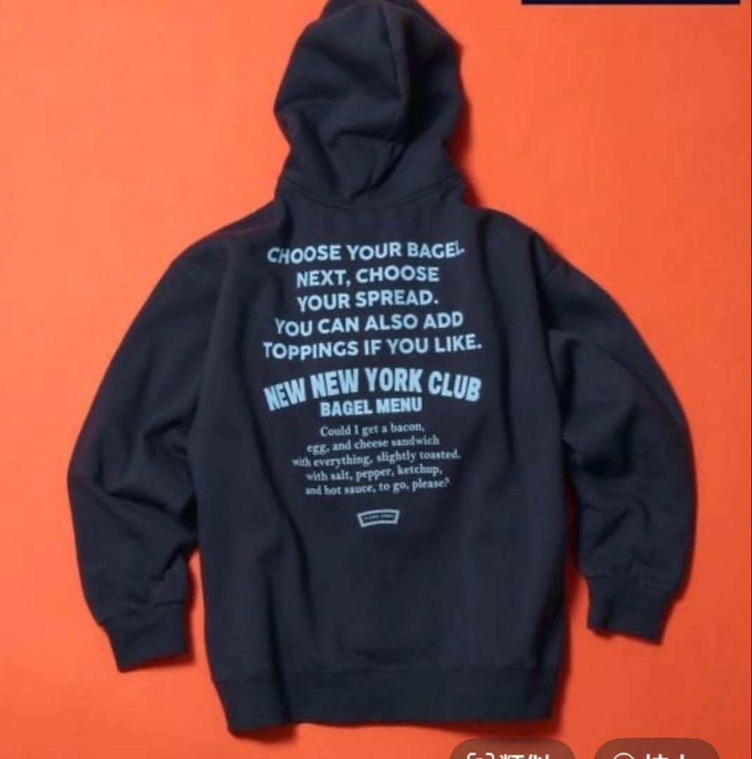 ニコアンドNEW NEW YORK XMAS】コラボフーディ紺ネイビーL新品