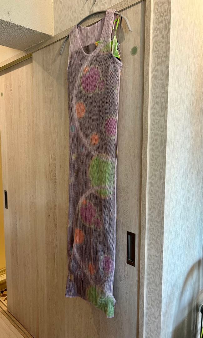 プリーツプリーズPLEATS PLEASEグラフィックプリントメッシュワンピース