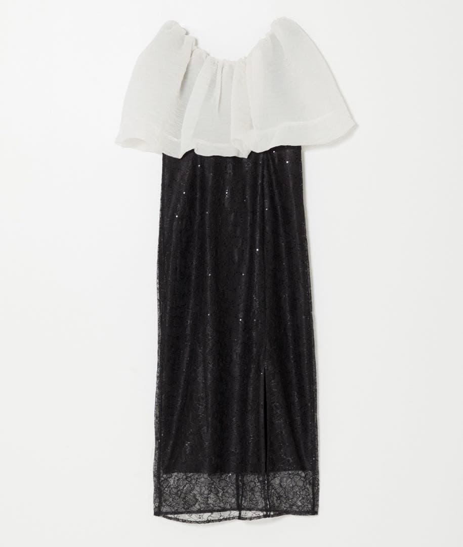 新品【LEJA】2WAYオフショルダーパフスリーブスリットIラインロングドレス