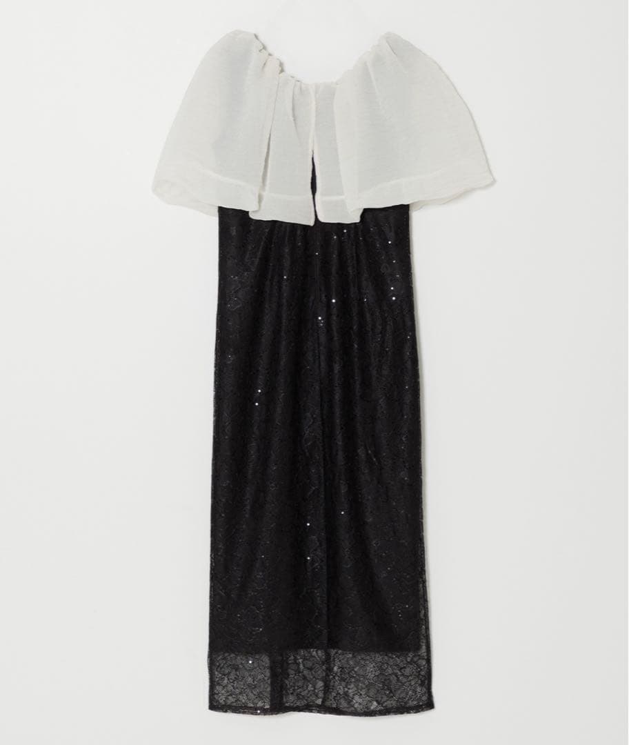 新品【LEJA】2WAYオフショルダーパフスリーブスリットIラインロングドレス