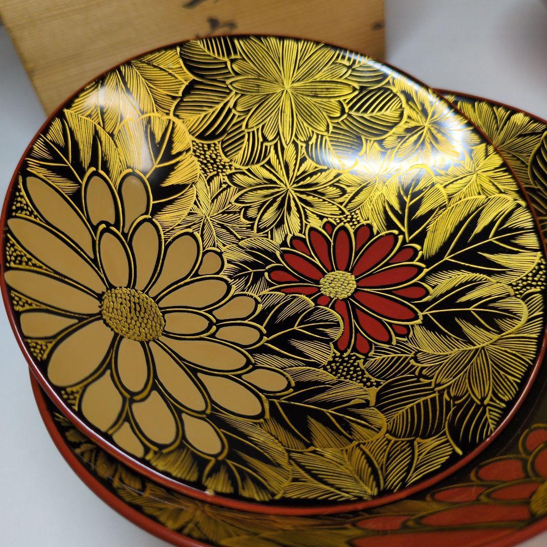 特選　沈金　輪島塗　蒔絵付吸物椀　五客　年代物　骨董