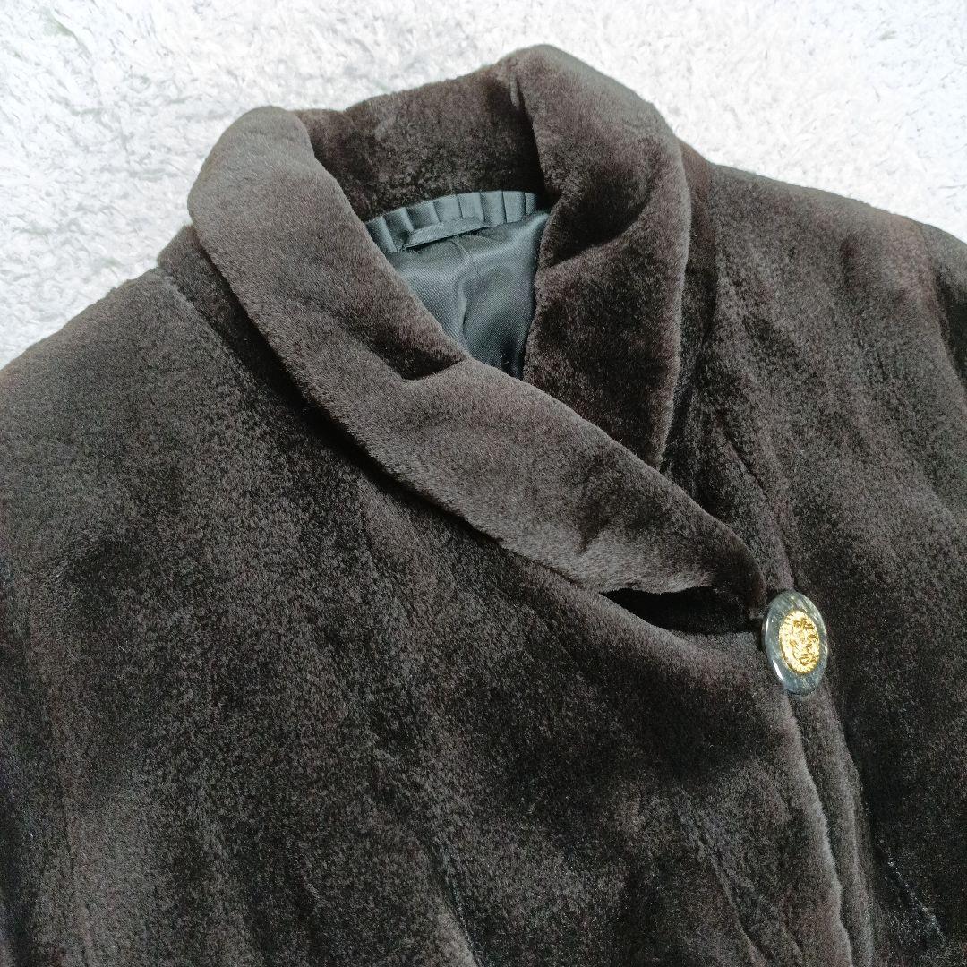 美品✨サガミンク　シェアードミンク　銀タグ　装飾ボタン　ロング丈　大きめサイズ