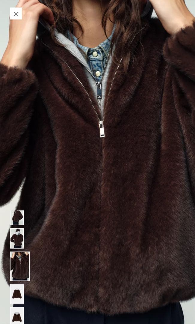 ZARA コントラストフェイクファー ボンバージャケット