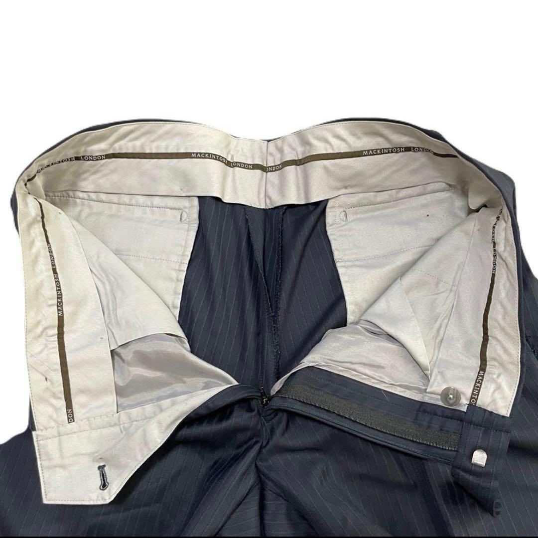 高級 イタリア製 マッキントッシュ ストライプ 濃紺 SUPER 170’s