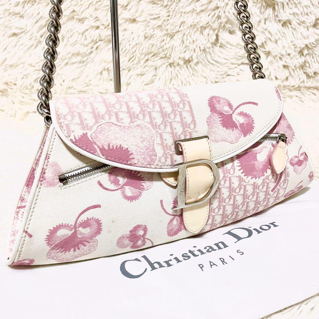 【美品・希少】 クリスチャンディオール チェーンポーチ トロッター フラワー