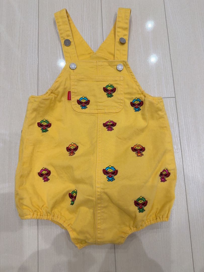 ヒスミニhysteric-mini黄色いキャラクター刺繍ロンパース