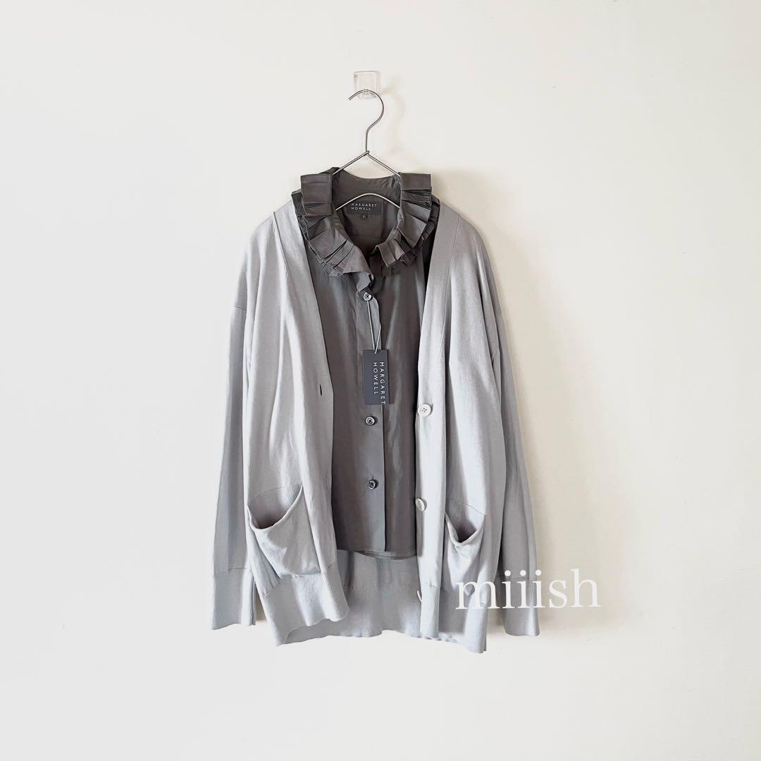 極美品 2024 マーガレットハウエル ラッフルカラーブラウス 4万 現行品