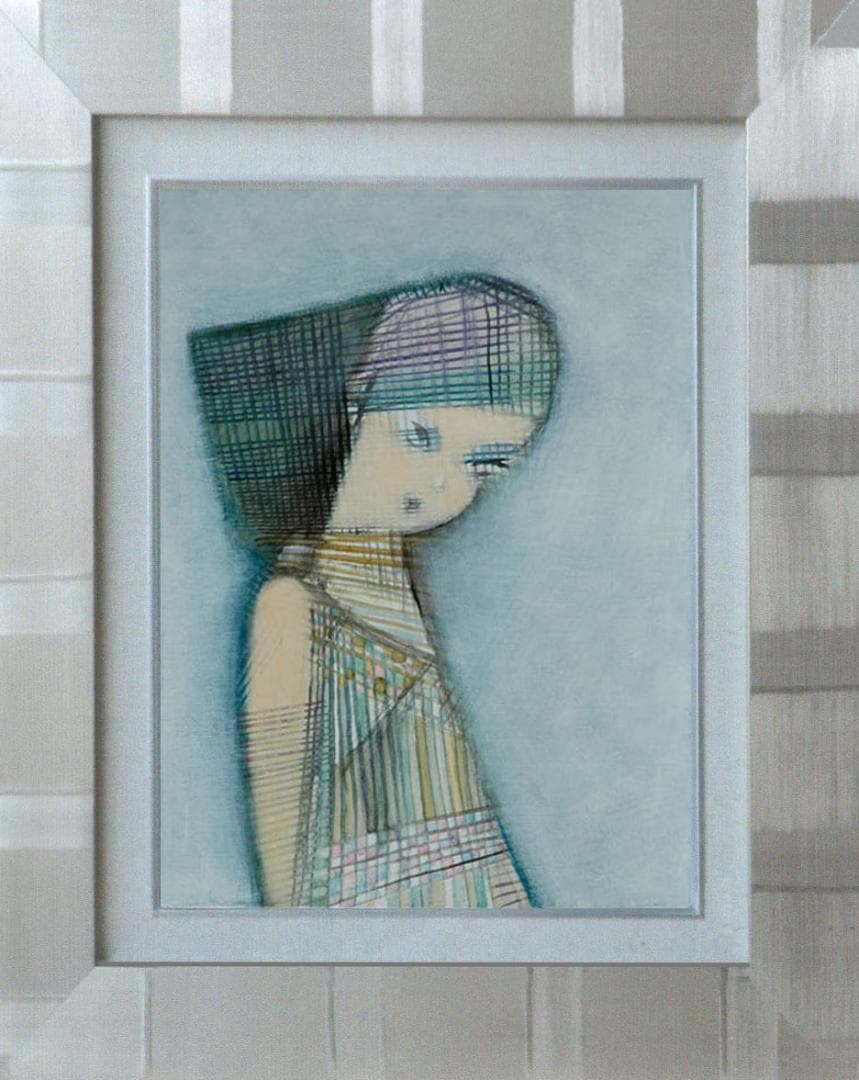 油絵 菅家令子 絵 絵画 インテリア 額付(銀) F4-071312 人物 女性