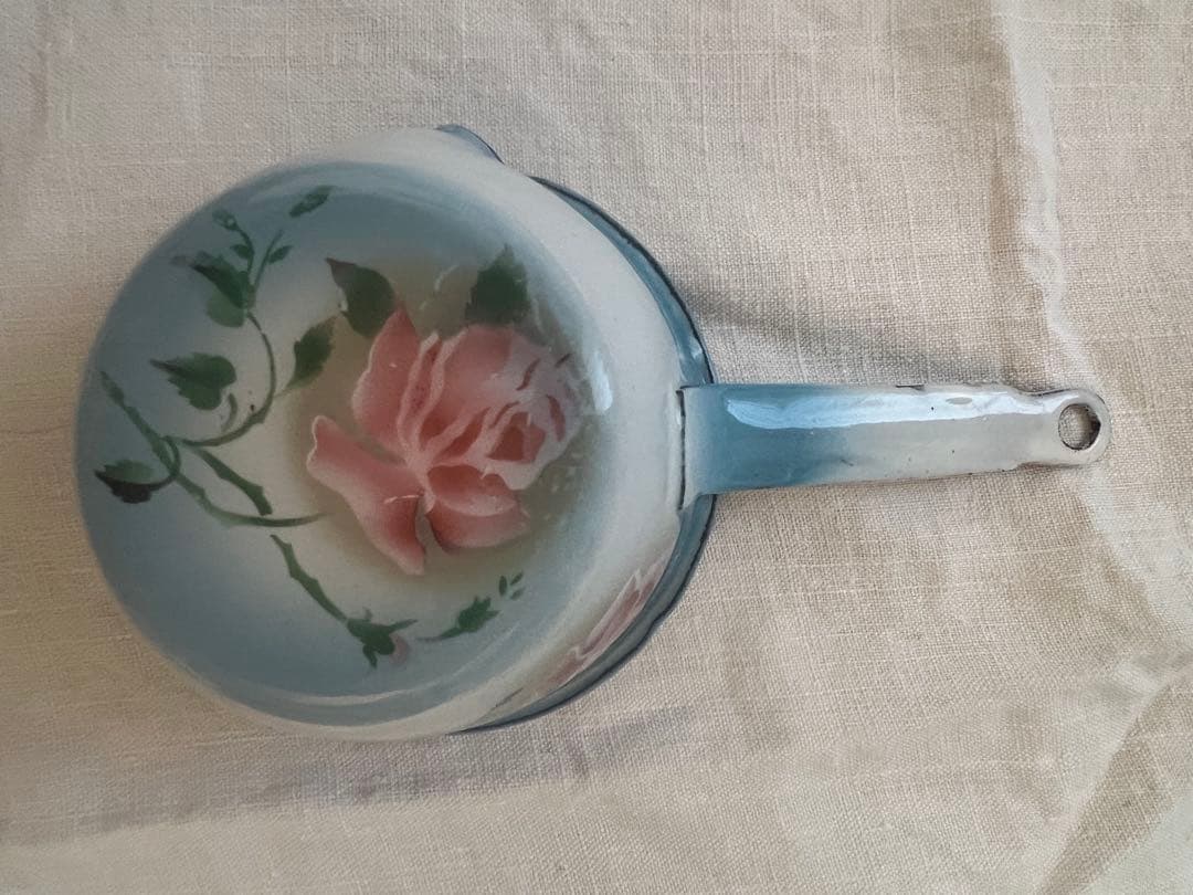 美品♡フランスアンティーク　ホーロー　薔薇　ウェディングセット　コランダー　鍋