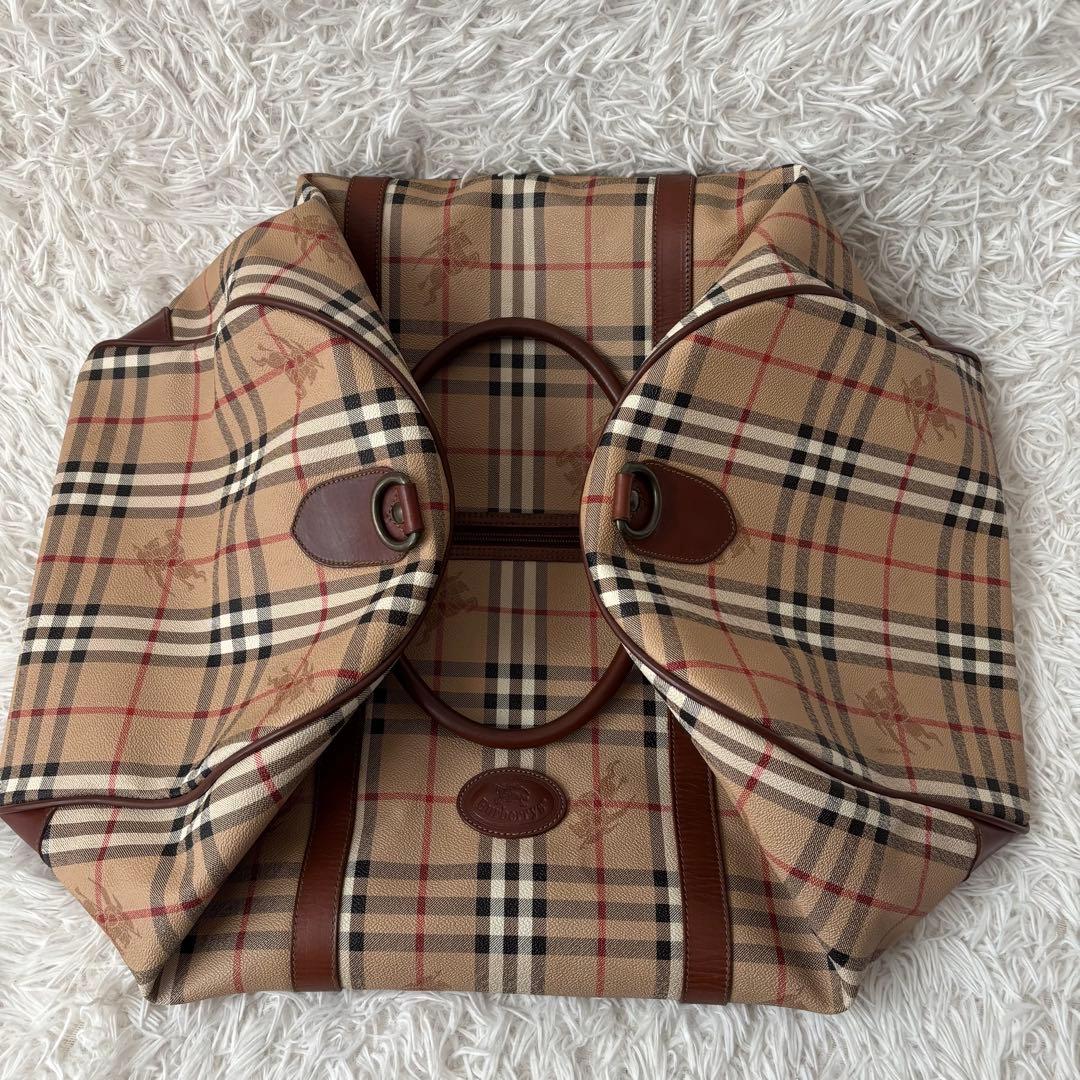 ✨美品✨バーバリー ボストンバッグ ノバチェック ホースロゴ 2way PVC