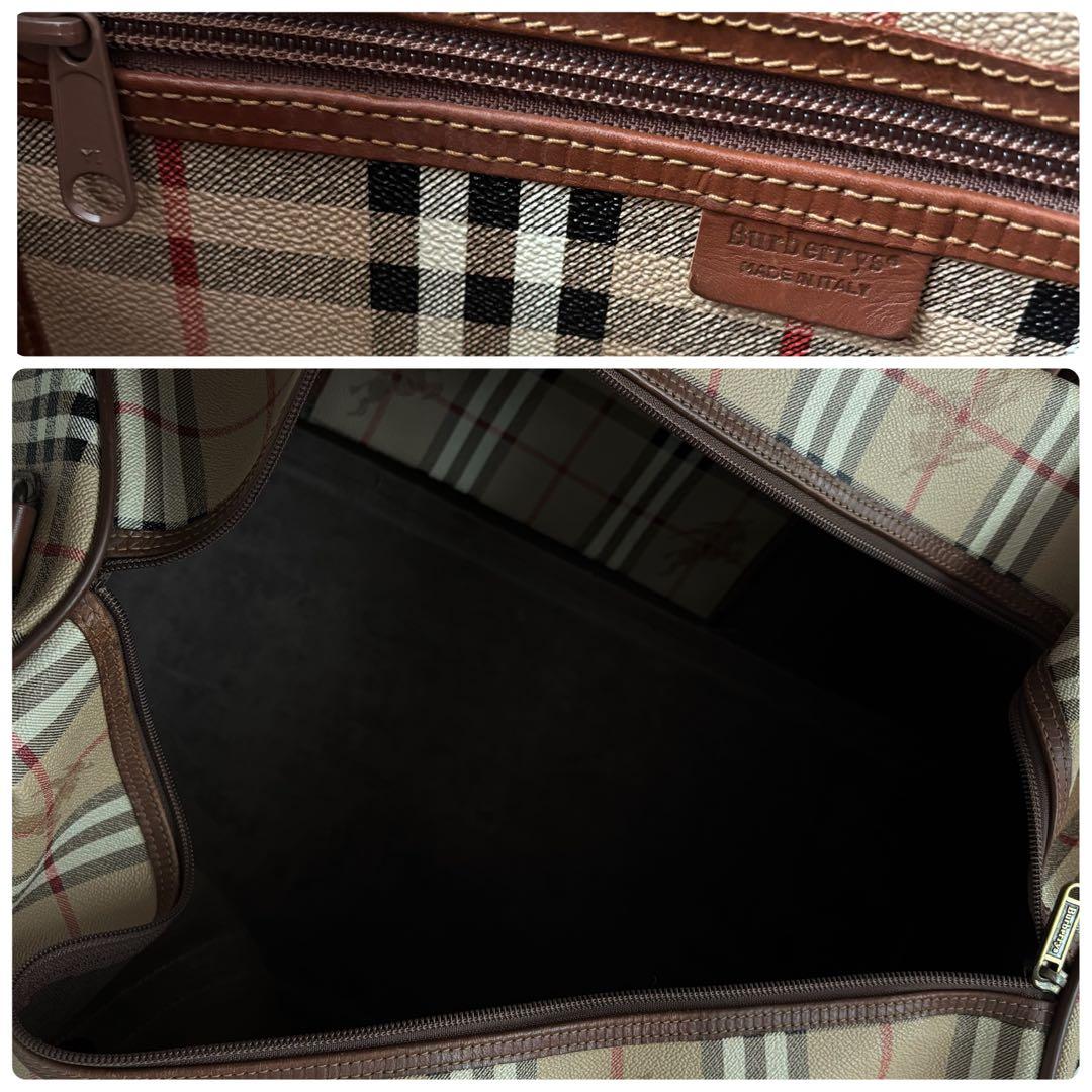 ✨美品✨バーバリー ボストンバッグ ノバチェック ホースロゴ 2way PVC