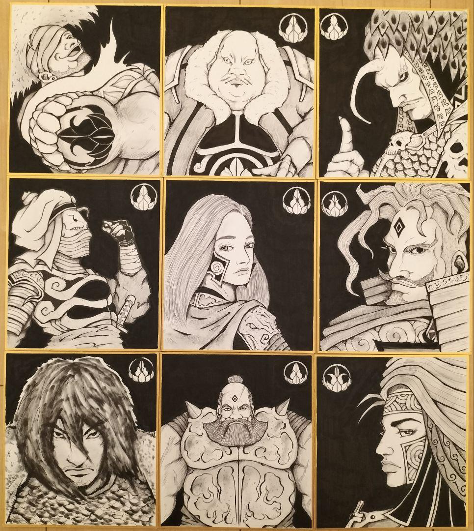 武士（侍）全9枚　【千福寺家家臣団】　オリジナルイラスト　戦国武将　似顔絵