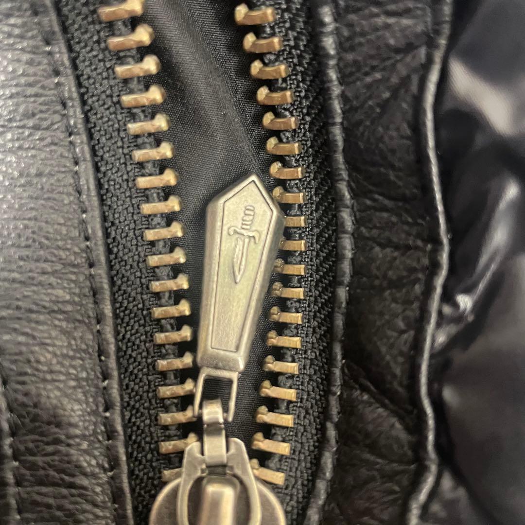 JACKROSE ジャックローズ　豚革　ブラック レザー ダウンベスト L