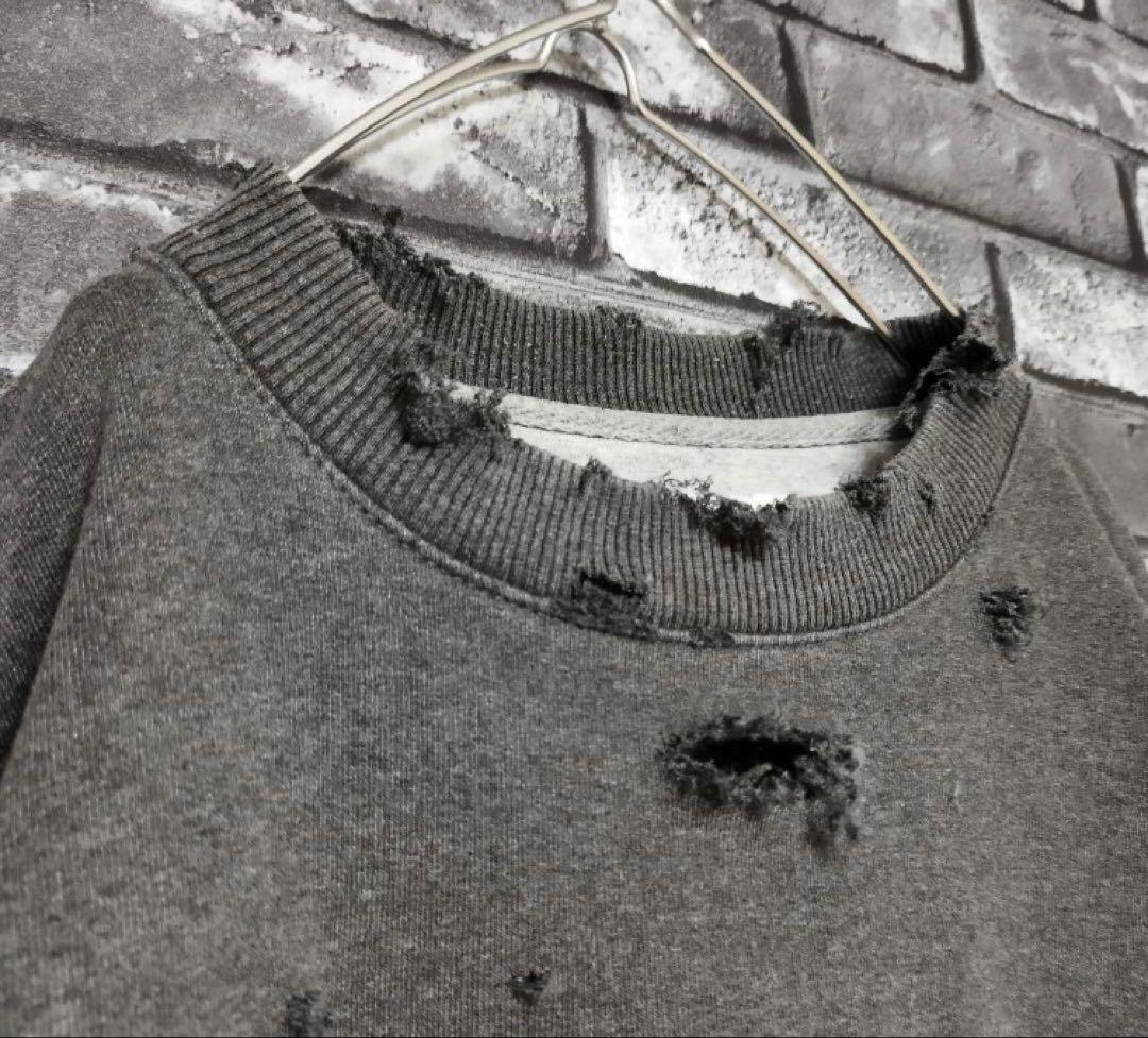 鬼フェード チャンピオン クラッシュ ボロスウェット グランジ ダメージ 袖太