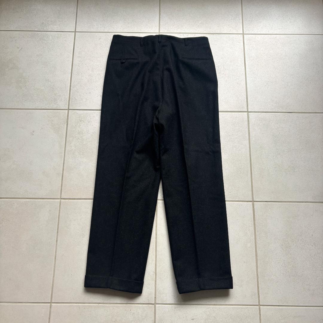 50s USA製 ブラック絣 ツータックウールスラックス レーヨンフリスコパンツ
