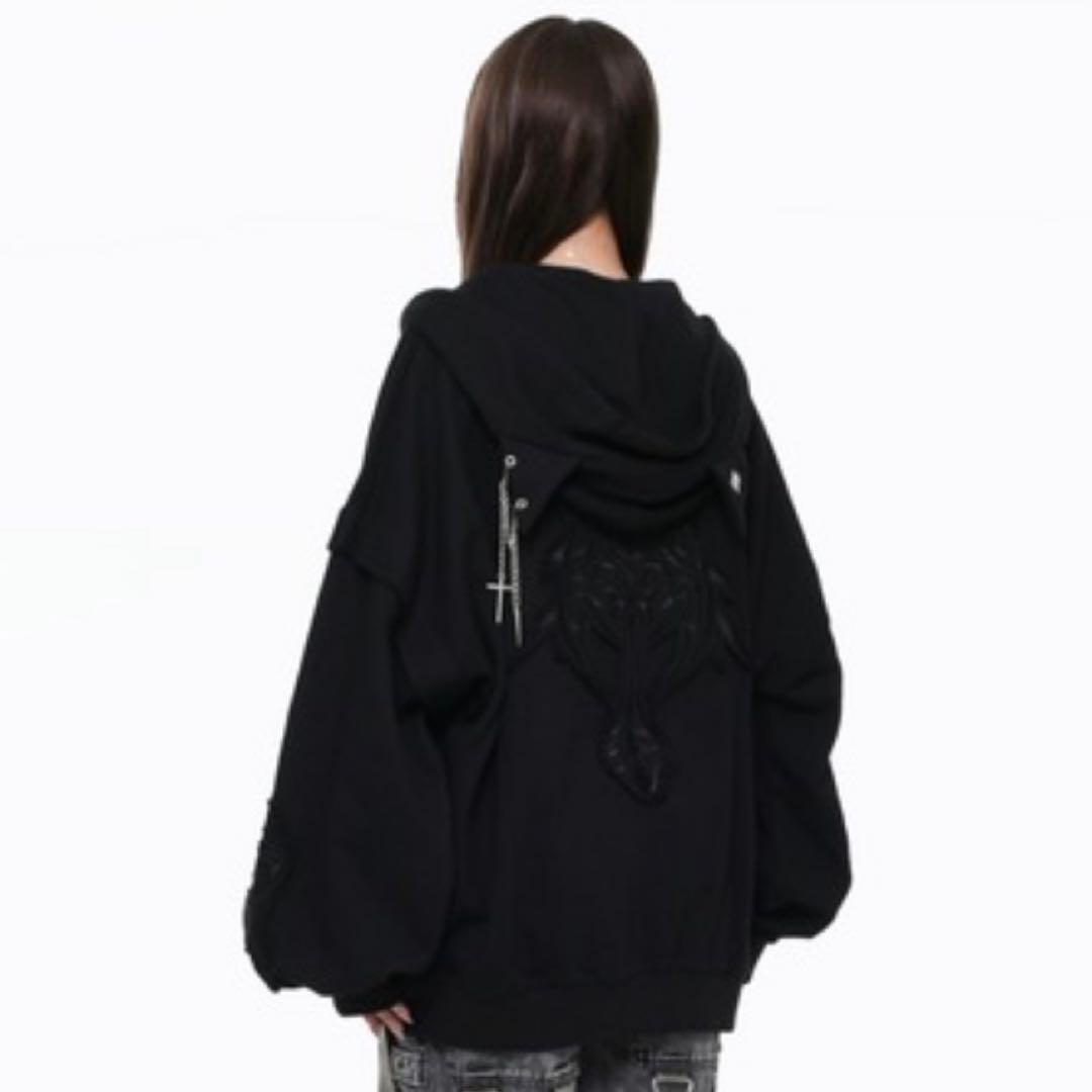 REFLEM レフレム 猫耳ZIPパーカー ジップパーカー 黒 刺繍
