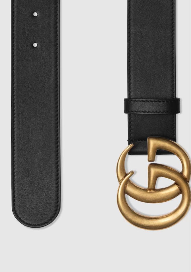 【美品】GUCCI ブラックレザー GGロゴベルト