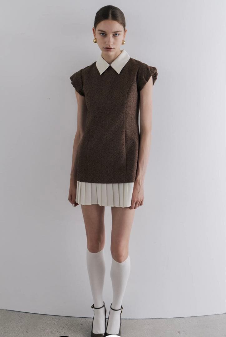 the toe Leopold Tweed Dress Mサイズ ブラウン