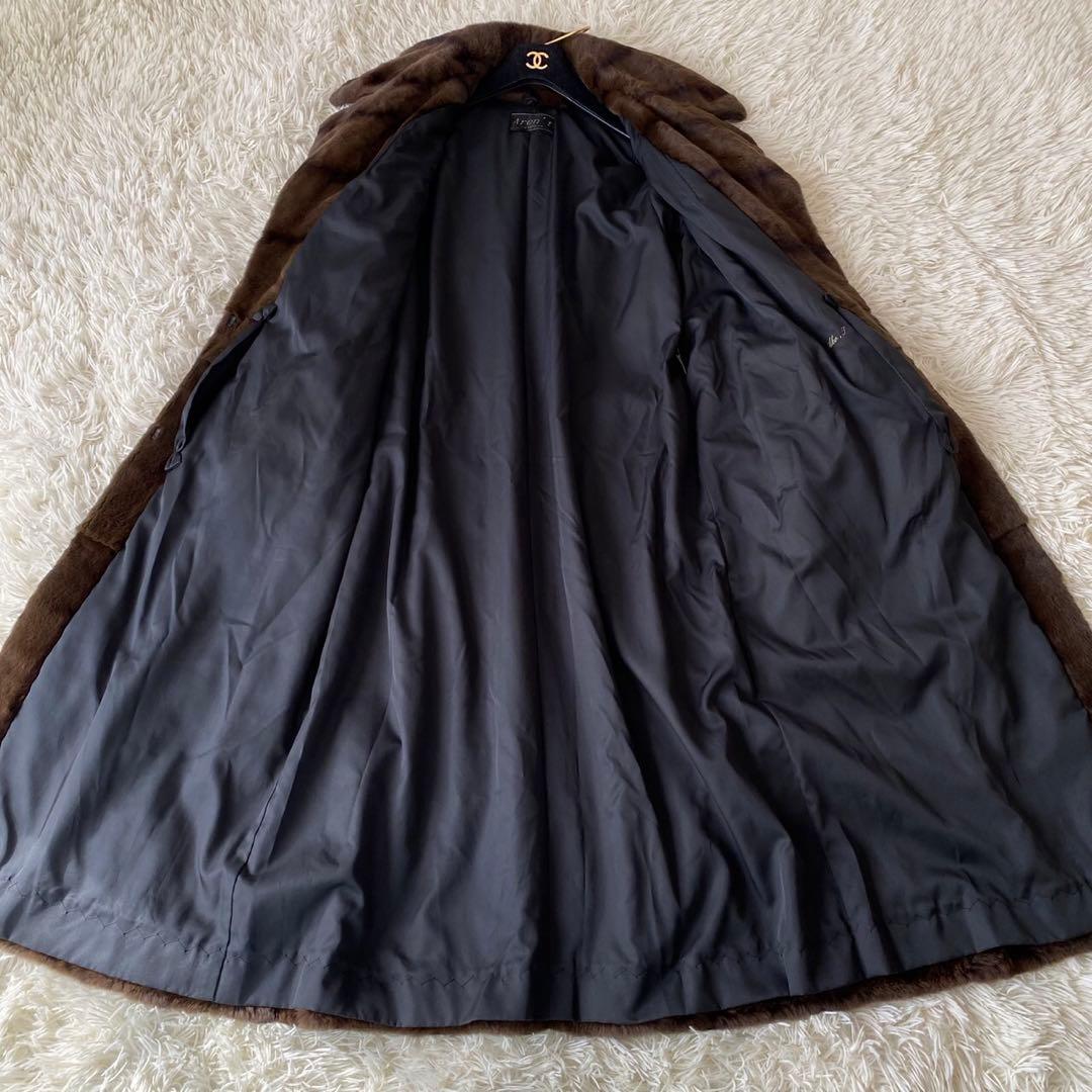 【極美品✨】シェアードミンク 毛皮 ロングコート ベルト 着丈約118cm XL
