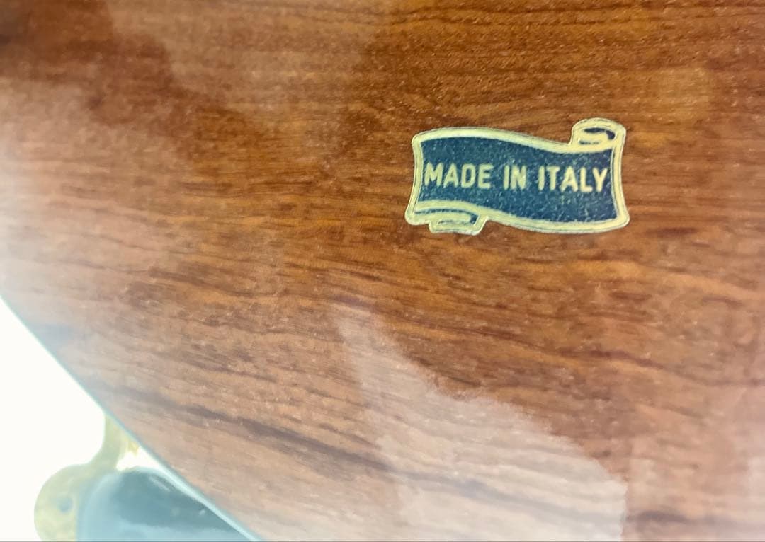 イタリア製DOMANI キャスター付き 木象嵌ワゴン　ブルー　キッチンワゴン