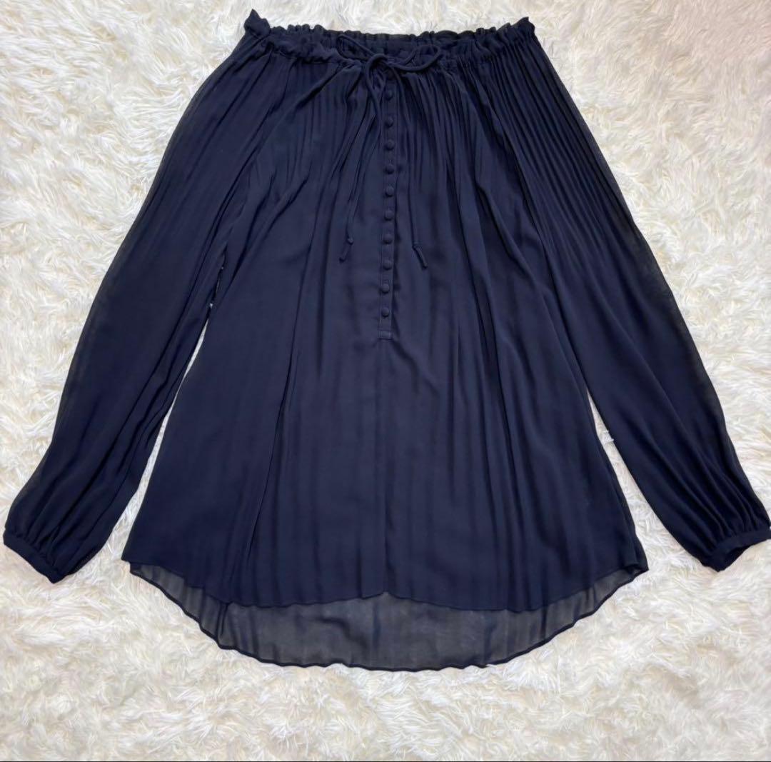 【美品】L'UNE リュンヌ プリーツブラウス リボン シフォン