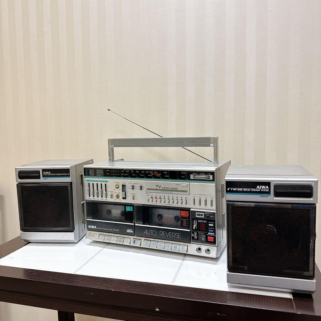 AIWA CA-W9 ラジカセ シルバー 分離型 昭和レトロ 通電 ラジオok