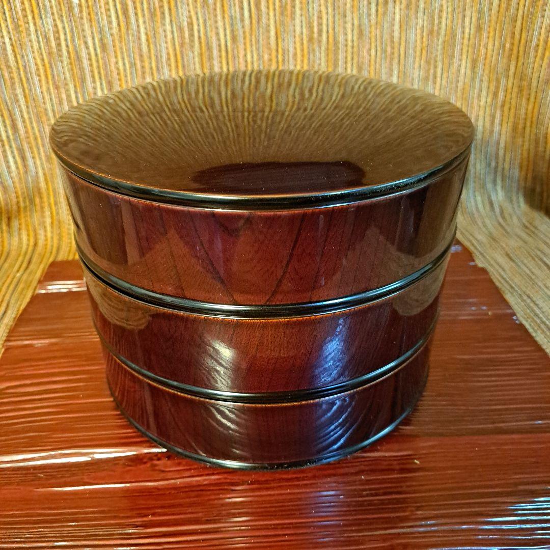 田中重希の拭 漆塗り重箱 3層 深い赤色