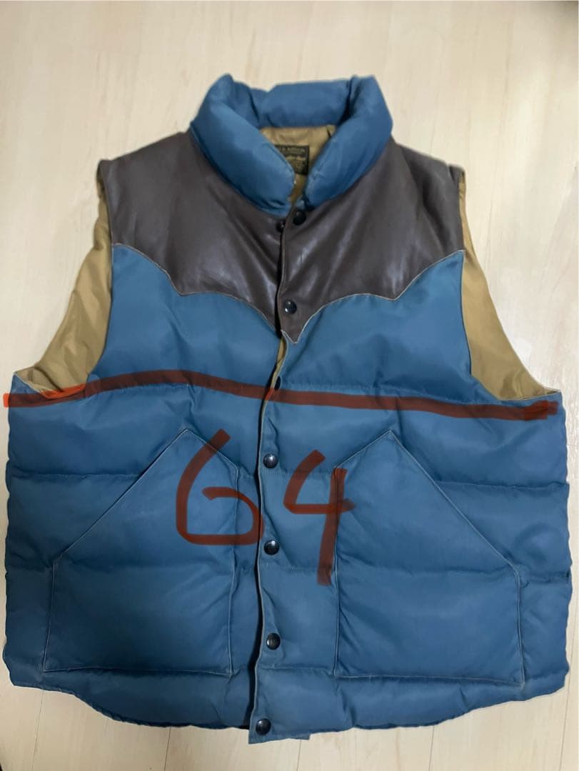 RRI ダウンベスト・キルティングベスト 青 レザー