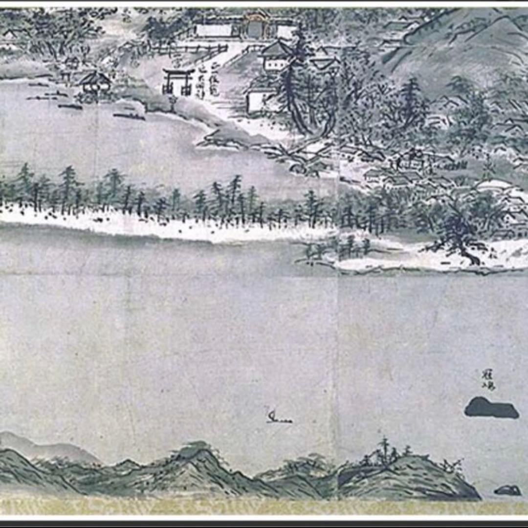 雪舟伝説新品希少特注非売品新品雪舟国宝天橋立図水墨画布地元伊勢籠神社ノベルティー