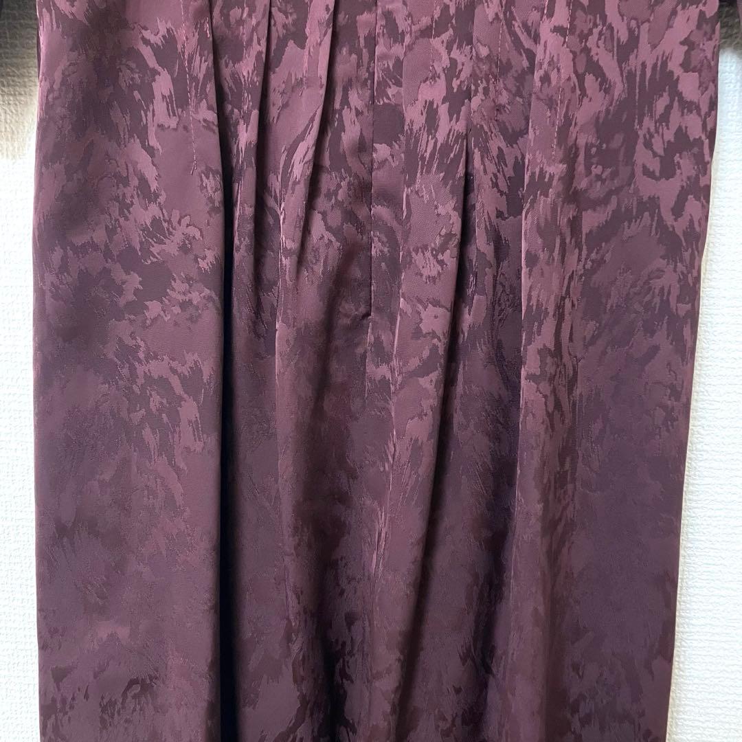 完売品　人気　エトル　ミアンダリングウエストタックフレアドレス　ボルドー　M