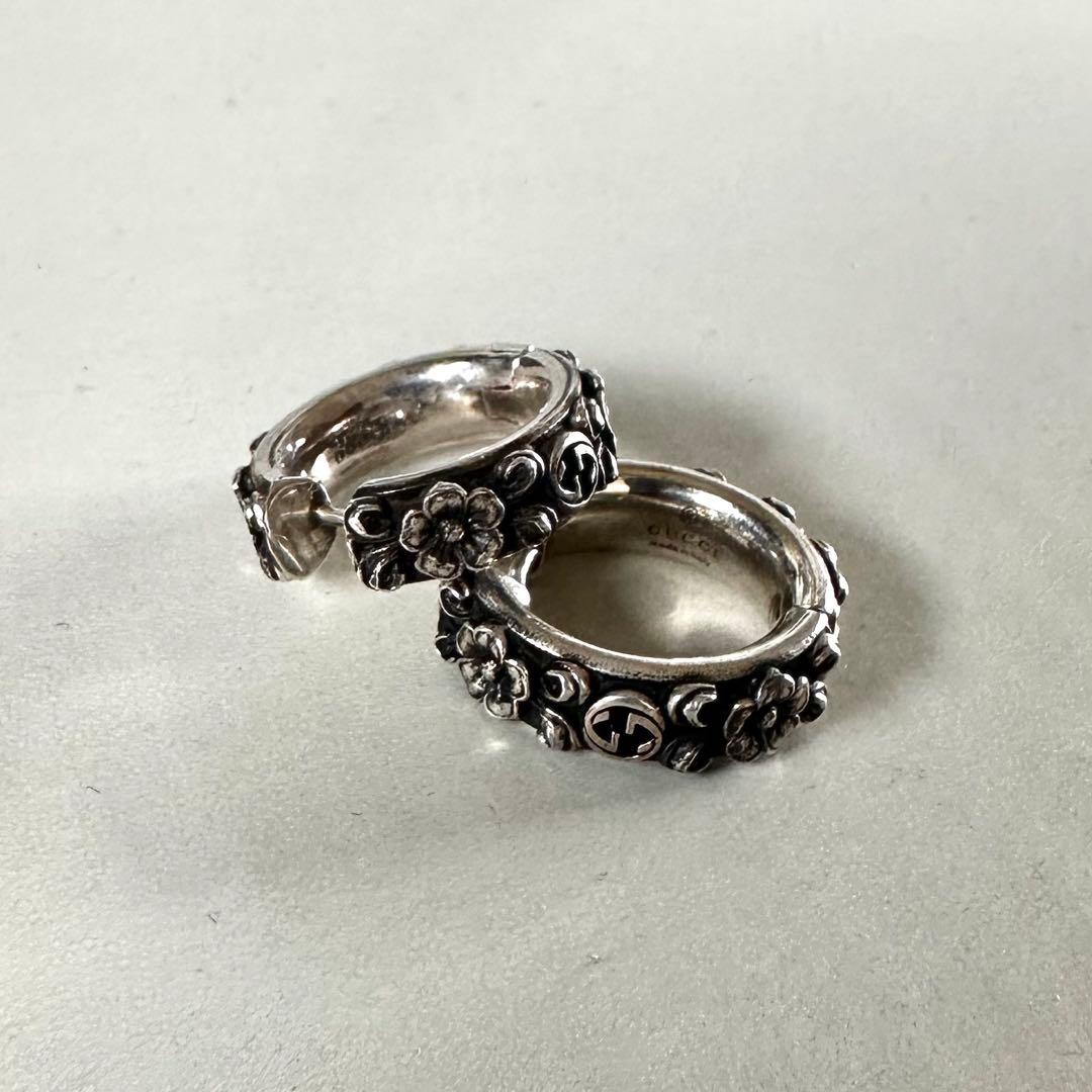 GUCCI フローラル フープピアス Ag925