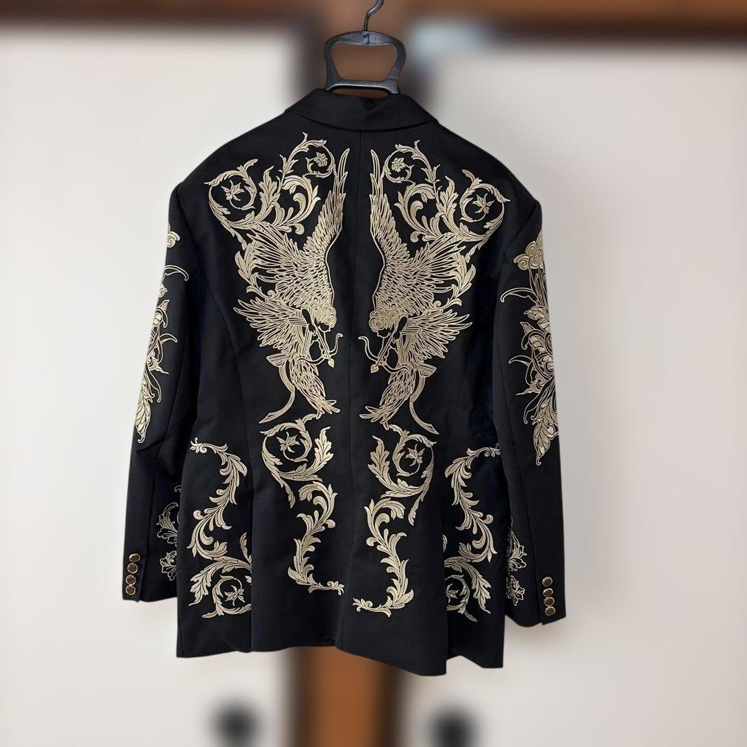 hazama タトゥー刺繍ジャケット　black×gold