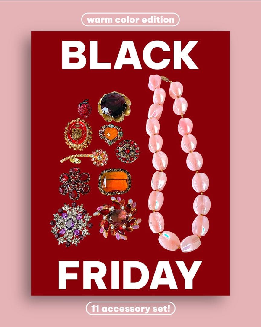 ☆BLACK FRIDAY福袋☆レッド&ピンク系☆ブランド&蛍光ブローチ多数！