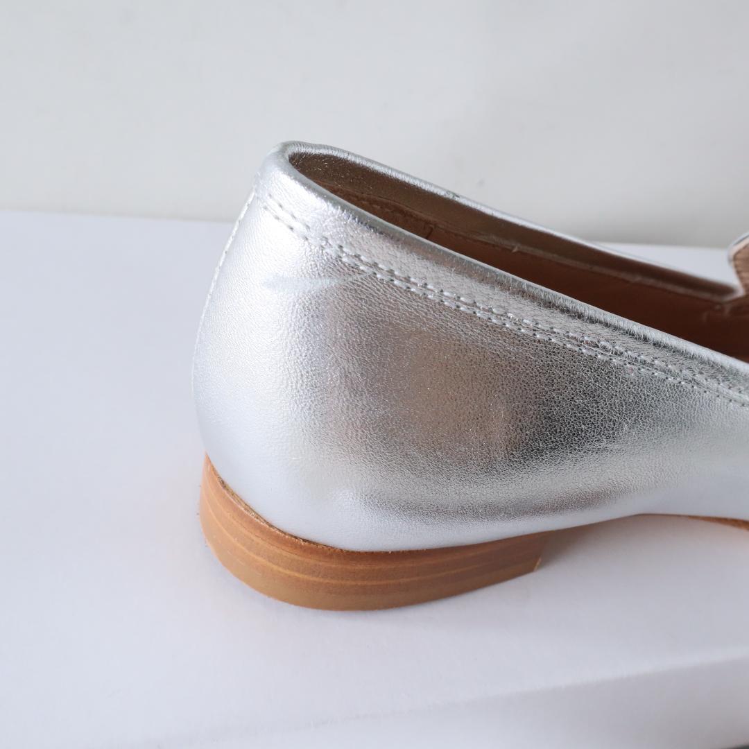 極美品　ルカグロッシ　シルバーローファー/スリッポン　36/23cm