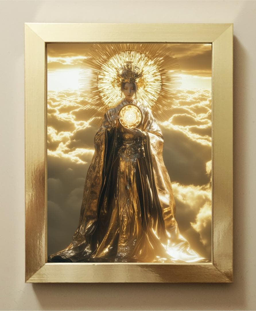 318【天照大御神】雲海を照らす金耀【風景画】【神聖画】