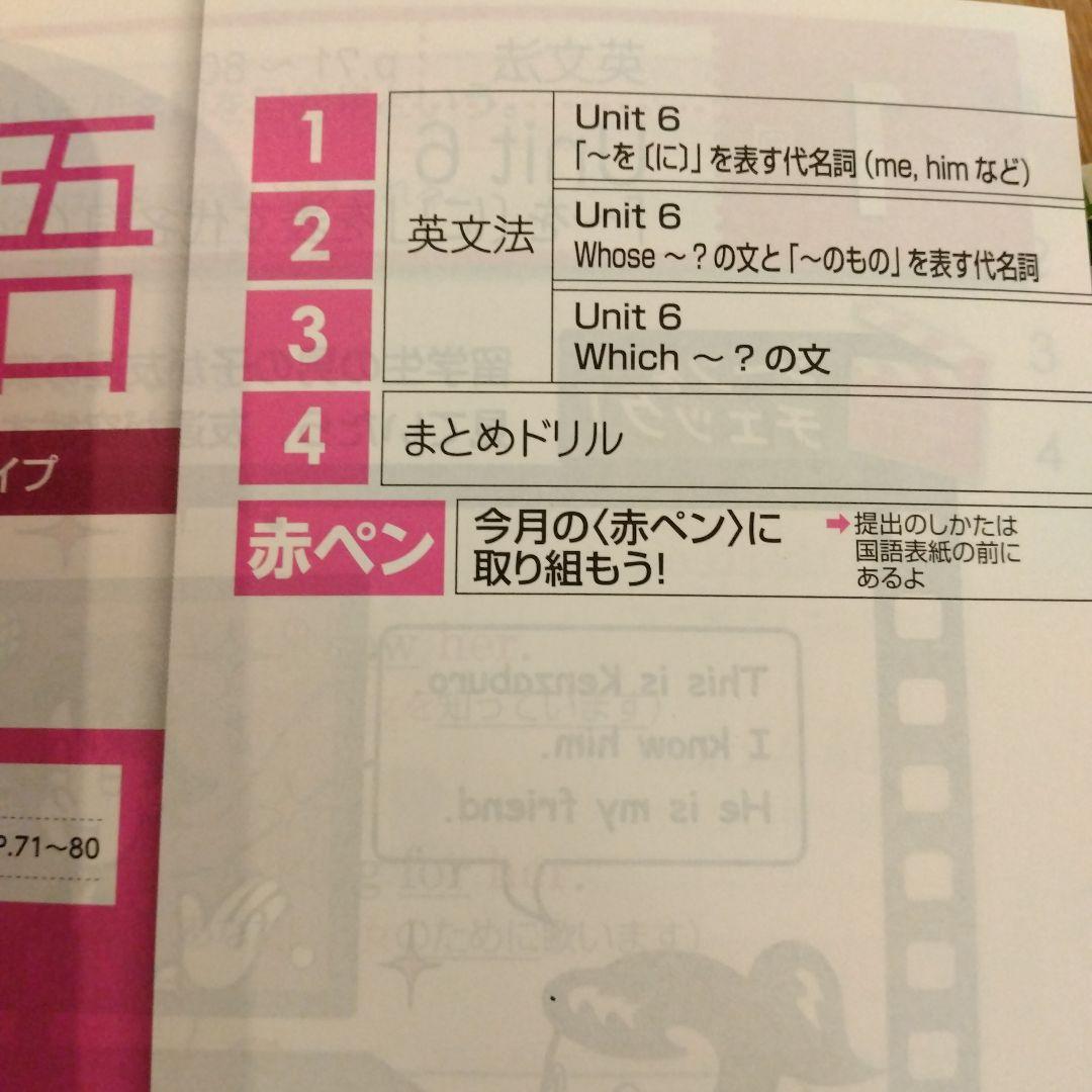 チャレンジ 中1 2025年度2学期 4ヶ月分