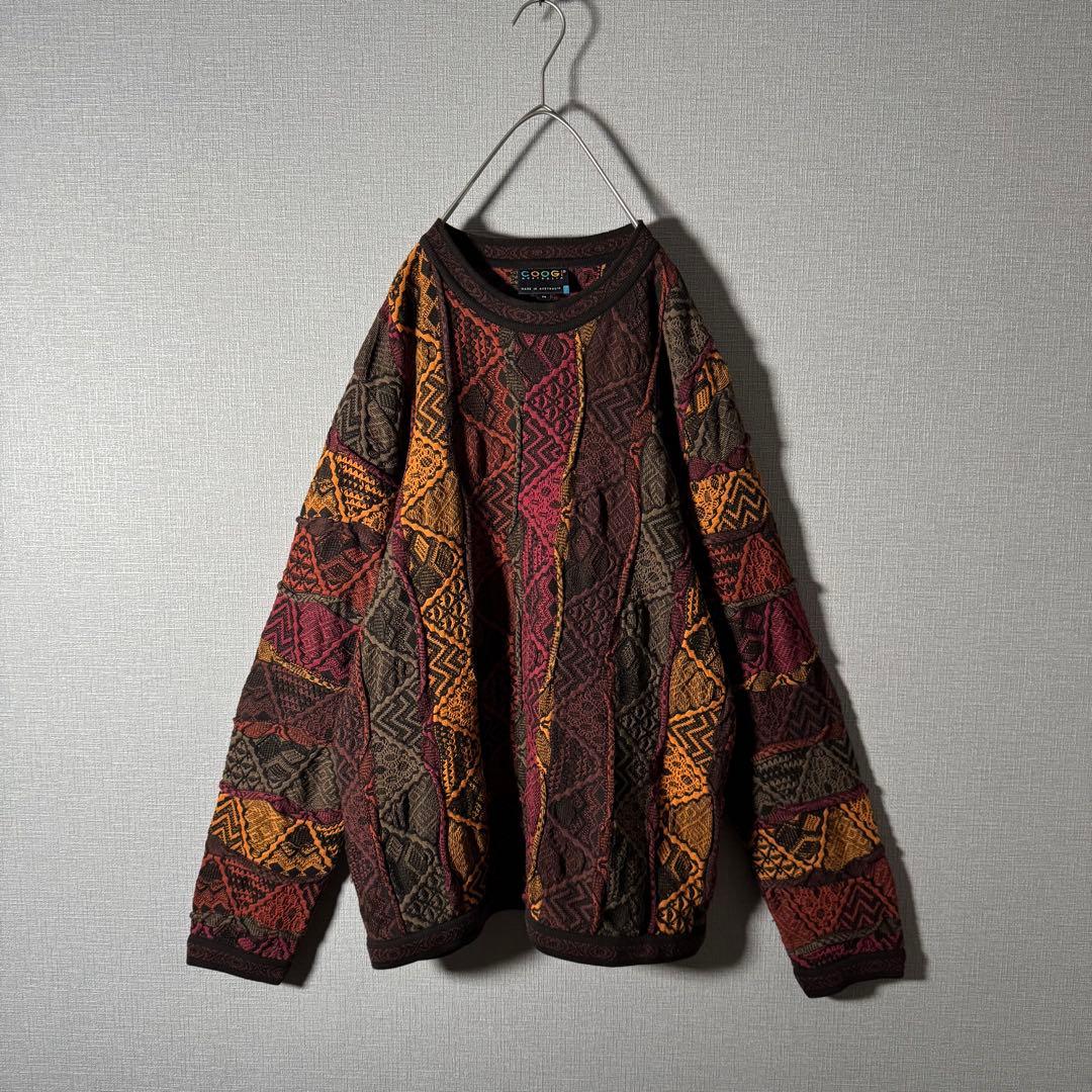 雰囲気抜群★COOGI クージー ケーブルニット 立体編み 凸凹 ウール M
