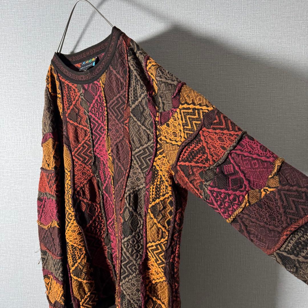 雰囲気抜群★COOGI クージー ケーブルニット 立体編み 凸凹 ウール M