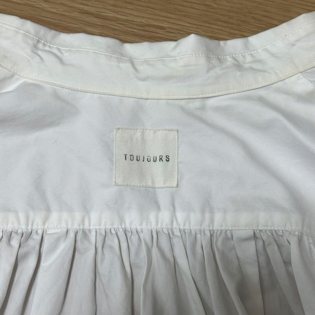 TOUJOURS トゥジュー フリル ホワイト 長袖シャツ S