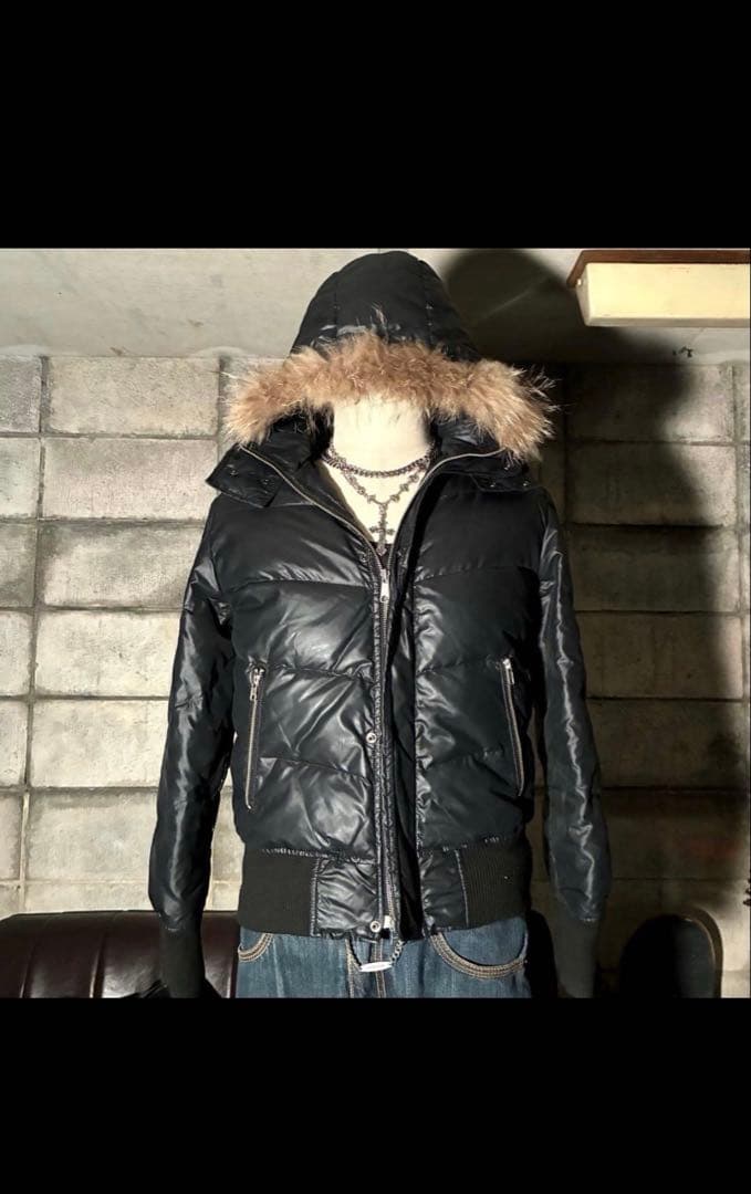 平成　お兄系　ダウンジャケット　リアルファー　グランジ　Y2K ダブルジップ