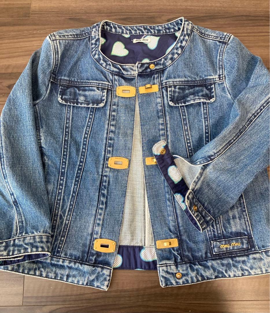MIU MIU ミュウミュウ デニム ジャケット Gジャン ノーカラー