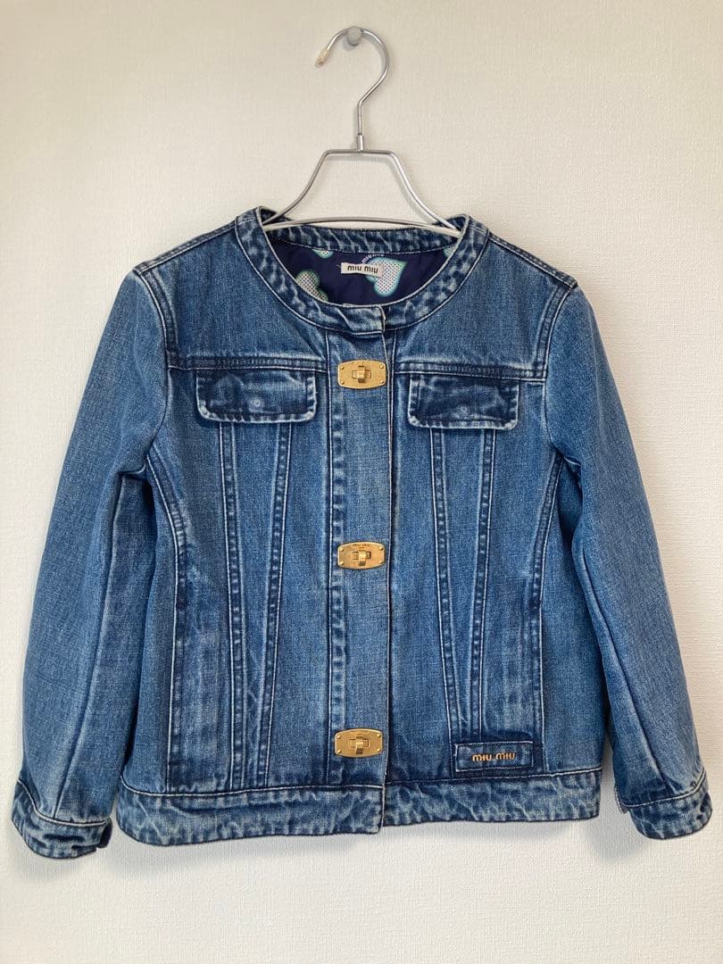 MIU MIU ミュウミュウ デニム ジャケット Gジャン ノーカラー