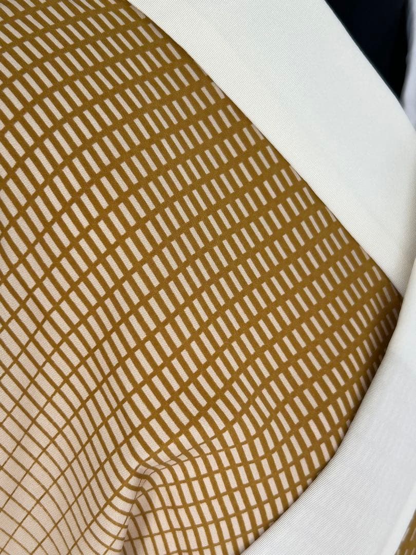 正絹　長襦袢　暈し格子柄　無双袖　未使用　居敷当て　東京ますいわ