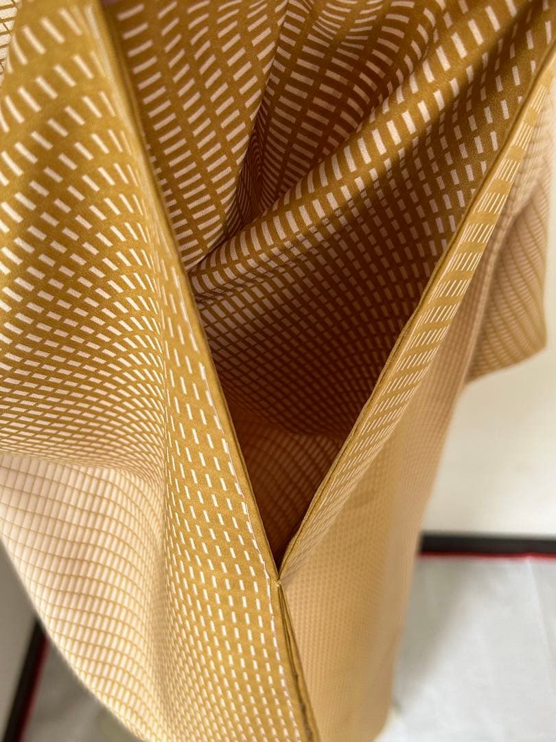 正絹　長襦袢　暈し格子柄　無双袖　未使用　居敷当て　東京ますいわ