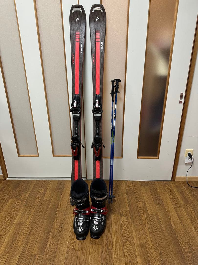 3セットHEAD スキー板158cm,ブーツ26.5cm,ストック105cm