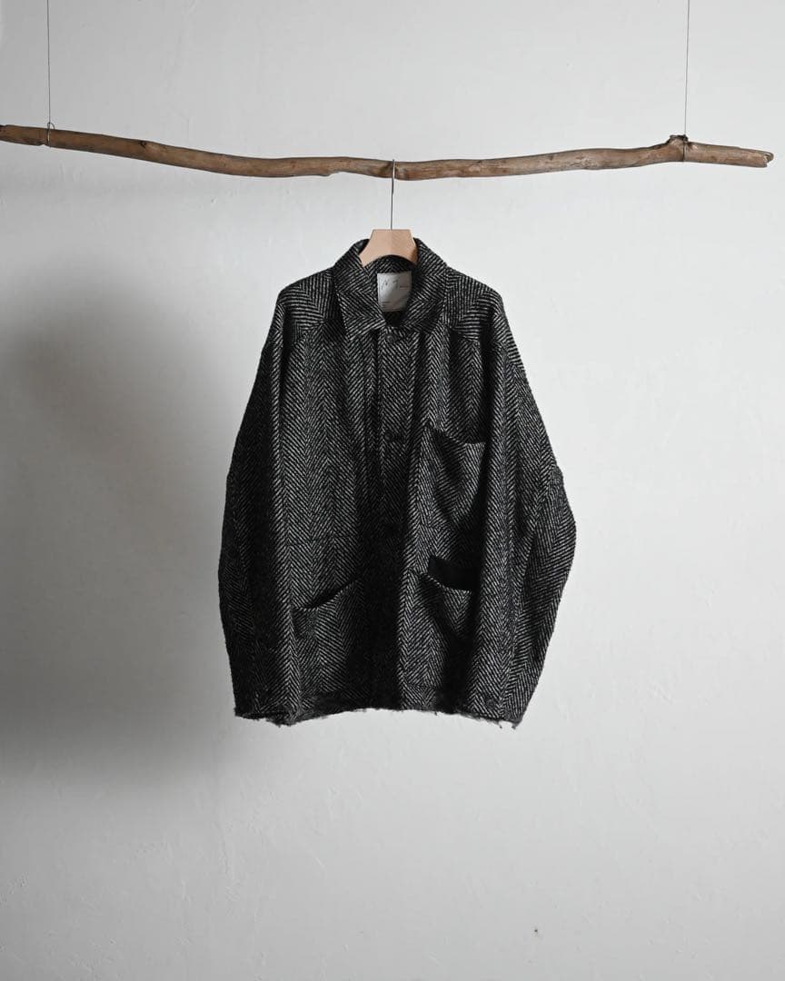 ジャケット・アウター ANCELLM DAMAGE WOOL HERRINGBONE COVERALL